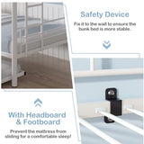 VECELO Bunk Bed Twin Over Twin with Trundle, Metal Bunkbeds with Ladder and Full-Length Guardrail, No Box Spring Needed, Space Saving, Noise Free, White VECELO