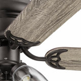 Portage Bay Ceiling Fans 52" Renton Bronze Indoor Fan with Clear 3 Light LED Multi Arm; E26/B11 Bulb and Pull-Chains, Traditional Style, 5 Reversible Barnwood/Dark Chestnut Blades, 51439 Portage Bay