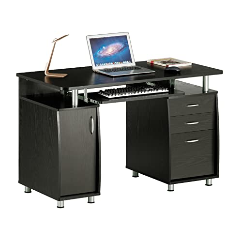 Techni Mobili 47.25" Ergonomic Computer Drawers & File Cabinet for Home Office Storage, Espresso Writing Desk, ONE Size Techni Mobili