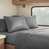 Clara Clark RV Queen Sheets, 6 Piece RV Sheets Set - Hotel Luxury Sheets for RV Bunks, Super Soft Bedding Set, Short Queen,Charcoal Gray Clara Clark