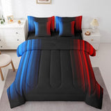 Feelyou Geometric Ombre Teens Comforter Set with Sheets Full Size Kids Boys Women Blue Red and Black 7 Piece Bedding Set Decor Modern Stripes Bed Set Feelyou