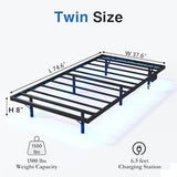 HAVONIZD Floating Bed Frame Twin with LED Lights and Charging Station - 8 inch Platform Bed Frame No Box Spring Needed, Easy Assembly HAVONIZD