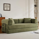 ZEIINPA Convertible Folding Couch Bed, Comfy Corduroy Sleeper Floor Sofa Bed with Fixed-Shape Frame, Floor Sofa with Armrest, Lounge Couch for Living Room Bedroom Lounge Studio, Green ZEIINPA