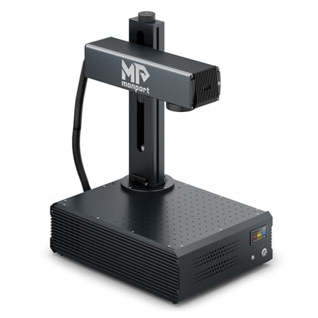 Monport Autofocus 60W MOPA Fiber Laser Engraver with 3D & Deep Engraving, 6.9" x 6.9" Work Area Laser Marking Machine for Metal Color Marking for Aluminum Steel Gold and More Monport