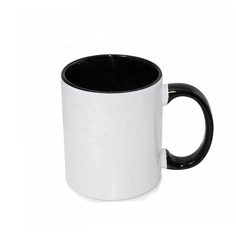 MR.R Sublimation Blanks Dishwasher Ceramic Coffee Mugs with Black Color Mug Inner and Handle Drinking Cup Mug For Milk Tea Cola Water,11oz, Set of 6 MR.R