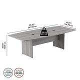 Bush Business Furniture Conference Table for 6-8 People with Wood Base | Boat Shaped 8 Foot Desk for Office Boardrooms and Training Rooms, 96W x 42D, Platinum Gray Bush Business Furniture