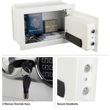 Wall Safe - Digital Safety Box with Passcode for Quick Access and Backup Key - Personal Safe for Cash or Jewelry - Wall Safes by Paragon (White) Stalwart