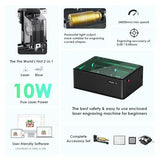 Gluwphy 10w Laser Engraver 8-in-1 Enclosure Class 1 Laser Engraver and Cutter Machine,Built-in Smoke Filtering System with Air Assist and Honeycomb Gluwphy
