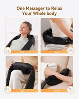 Shiatsu Neck and Back Massager with Heat, Neck and Shoulder Massager, 4D Deep Tissue Kneading Massage for Leg, Full Body Muscle Pain Relief, Ergonomic Design, Ideal Gifts for Women Men, Not Cordless KNQZE