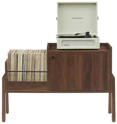 Crosley Furniture Luna Record Player Cabinet Turntable Stand, Storage for up to 175 Vinyl Records, Walnut Crosley Furniture