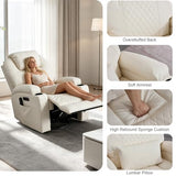 AHMED Rocking Recliner Nursery Chair, Dual Motor Power Swivel Glider Recliner with Heat & Massage, Nursery Recliner Chair with USB A/C Ports, Cup Holders & LED Light for Living Room & Bedroom, Beige