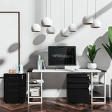 INTERGREAT 3 Drawer File Cabinet, Metal Filling Cabinet with Lock, Locking Office Mobile Cabinet with Wheels for Legal/Letter Size, Under Desk, Black INTERGREAT