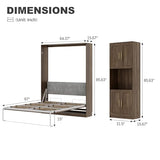 Jiaoun Queen Murphy Bed,Farmhouse Guest Beds,Folding Wall Bed with Hydraulic Bar,64" W Twin Murphy Beds with 2 Cabinet for Small Spaces/Offices/Apartments/Guest Room,Brown Jiaoun