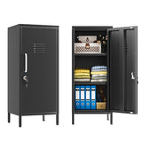Black Metal Locker Cabinet, 35.4" H Home Office Storage Lockers, Vertical Steel Storage Cabinet with Locking Door and 2 Adjustable Shelves, Garage Tool File Cabinets for Home Office,Garage,Bathroom risuoge