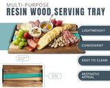 Visually Stunning Celeste Blue Resin + Acacia Wood Serving Board with Handles - 16x19 Serving Tray for Food, Breakfast in Bed, Coffee Table, Decor, Skincare Organization, Snacks, Patio, BBQ, Lap Tray Comfify