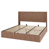 MoproBeti Lift Up Storage Bed King, Mid Century Hydraulic Lift King Storage Bed with Raised Wingback Headboard, Space Saving Storage, Heavy Duty Steel & Wood Slats,No Box Spring Needed,Natural MoproBeti