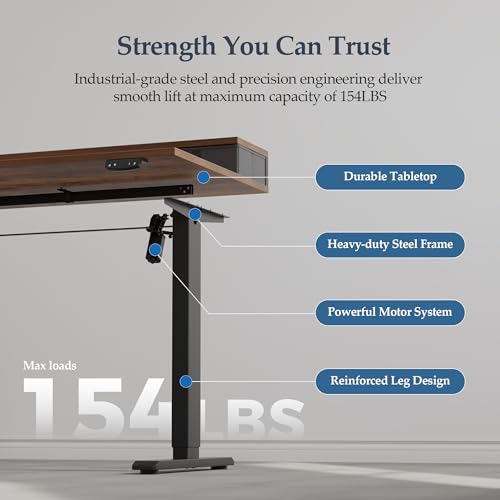 Klicelor 55 Inch Electric Standing Desk with Drawers, Adjustable Height Small Sit Stand Desk for Home Office, Compact Computer Workstation with Storage– Rustic Brown Klicelor