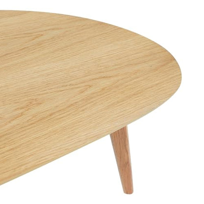 FIRMINANA Small Oval Coffee Table Mid Century Modern for Living Room Center Minimalist Display Coffe Table,Nature Wood,18.9" D x 33.47" W 15.75" H - WoodArtSupply