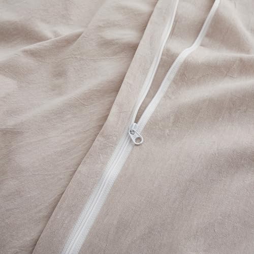LOVQUE Linen Light Grey Duvet Cover Twin Size, 100% Washed Cotton Linen Like Bedding Set with Zipper Closure (No Comforter), 68x90 Inches LOVQUE