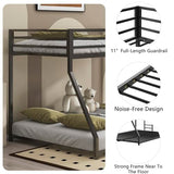 CFTEL Bunk Beds Twin Over Full Size, Metal Bunk Bed with Removable Ladder&Reinforced Guardrails for Kids&Adult, Bed Frame Twin Size (Black) CFTEL