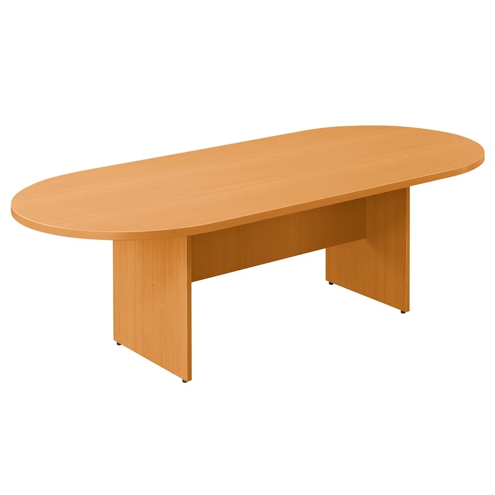 NBF 8 ft Conference Tables with Eight Seats - Laminate Conference Room Tables - Durable Office Meeting Table - Racetrack Training Tables for Brainstorming Collaboration Sessions (44"D x 95"W x 29.5"H, nbf signature series