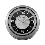 Bulova - 3.75" W x 3.75" H B5027 Lite Night Alarm Clock | Brushed Silver-Tone Case | Illuminated Dial | Luminous Hands | Quiet Sweep | Snooze Function Bulova