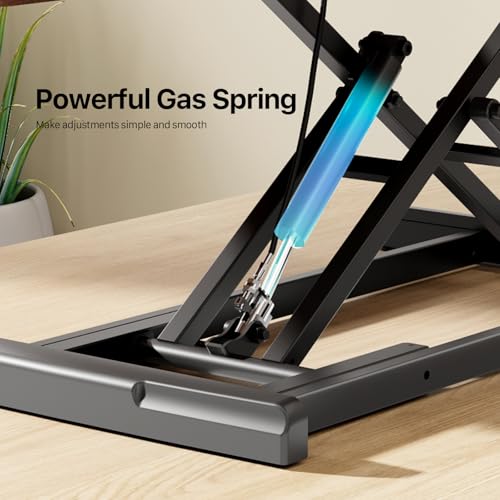 JYLH JOYSEEKER Standing Desk Converter 32 inch, Height Adjustable Sit Stand Desk Riser, Quick Sit to Stand Desktop Dual Monitor Riser Workstation for Home Office with Keyboard Tray, Rustic Brown JYLH JOYSEEKER