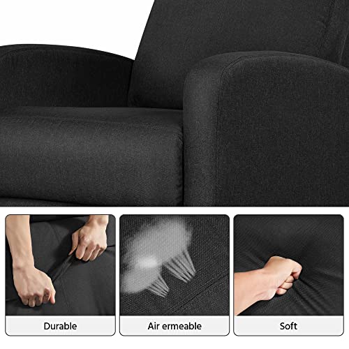 Yaheetech 2-Seat Fabric Pushback Recliner Chair with Thick Seat Cushion and Backrest Reclining Chair for Living Room Home Theater Matte Black Yaheetech