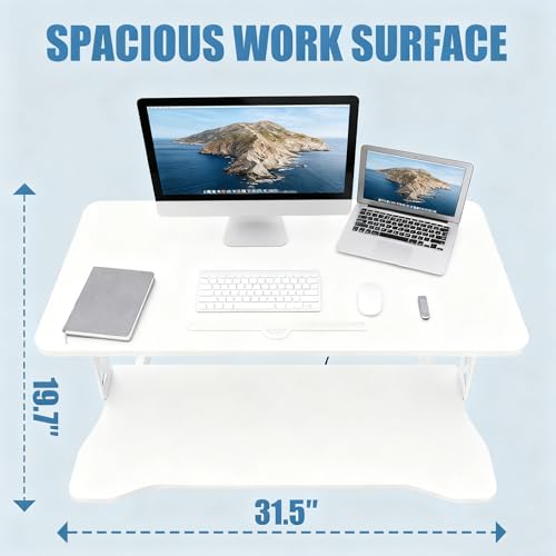 KYDEVO Standing Desk Converter, Height Adjustable Sit to Stand Riser, Dual Monitor and Laptop Workstation with Wide Keyboard Tray, Desk Lifter for Home Office KYDEVO