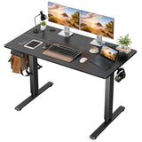 48 x 24 in Electric Standing Desk - Memory Height Adjustable Ergonomic Sit-to-Stand Rising Computer Table Gaming Workstations with 2 Hooks and Wire Hole for Home Office, Black SageNest