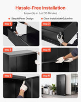 VEVOR Metal Storage Cabinet, 72.6 in Rolling Steel Garage Cabinet with 4 Adjustable Shelves, 2 Magnetic Doors & 2 Keys, 5 Tiers Lockable Tool Storage for Pantry, Warehouse, Basement, Office, Black VEVOR