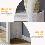 BFJDM 53" Faux Travertine Stone Console Table for Entryway, Sofa Entrance Table with Faux Mars Marble Pattern, Modern Sofa Tables with Round Raised Edge Design for Living Room, Hallway, Foyer, Beige BFJDM