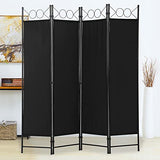 4 Panel 68" H Room Divider Partition Folding Steel Frame Screen Freestanding Privacy Divider Portable Breathable Partition Japanese-Inspired Oriental Shoji Screen Wall Divider for Home Office, Black CL.HPAHKL
