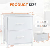 Sweetcrispy Nightstand with 2 Storage Drawers, 20" Height Small Bed Side Furniture End Table, Wooden Top Fabric Cabinet Kids Night Stand Mini Dresser for Bedroom, Closet, Entryway, Dorm, White Sweetcrispy