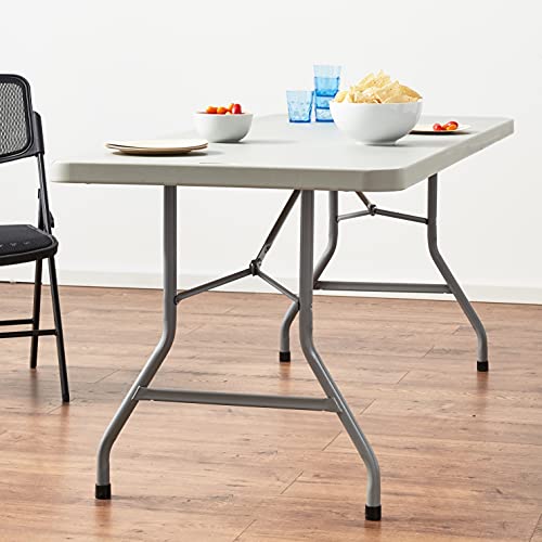 Office Star Resin Multipurpose Rectangle Folding Table for Indoor or Outdoor Use, 6 Feet Light Gray Office Star Products