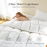 Feather Down Fiber Comforter Queen Size,Premium Ultra-Soft Breathable Comforter High Fill Power White Duvet Insert,All Season Hotel Luxury Bedding Comforters 8 Corner & Center Loops,Baffle Box Design HYVIF