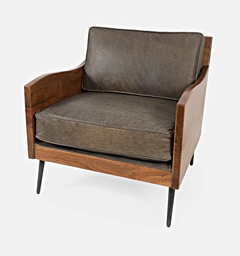 Jofran Karma Genuine Leather Live Edge Accent Chair, Bourbon Jofran Inc.
