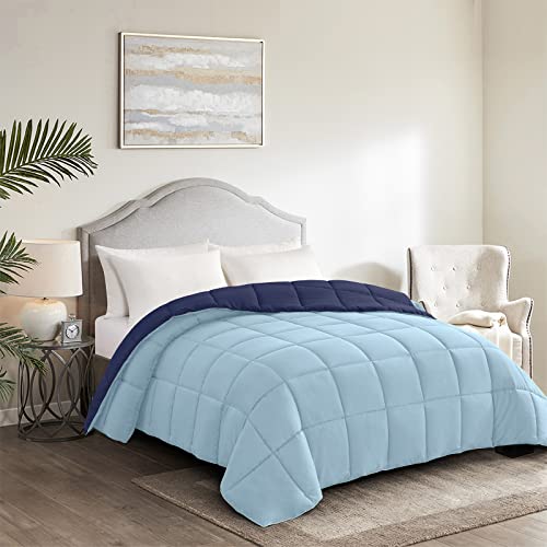 Homelike Moment Twin Comforter Duvet Insert- Blue Down Alternative Bed Comforter Twin Size, Lightweight Bedding Comforters Quilted Soft All Season Reversible Navy/Light Blue Homelike Moment