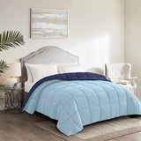 Homelike Moment Twin Comforter Duvet Insert- Blue Down Alternative Bed Comforter Twin Size, Lightweight Bedding Comforters Quilted Soft All Season Reversible Navy/Light Blue Homelike Moment