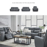 Signature Design by Ashley Mindanao Modern Leather Match Upholstered Power Reclining Loveseat with Console, USB Ports and Cup Holders, Gray Signature Design by Ashley
