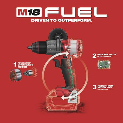 Milwaukee 2804-20 M18 FUEL 1/2 in. Hammer Drill (Tool Only) Tool-Peak Torque = 1,200 - WoodArtSupply