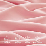 KKJIAF 3 Piece Toddler Sheet Set Microfiber, Includes a Flat Sheet, a Fitted Sheet and a Ruffle Pillowcase, Light Pink KKJIAF
