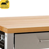 Seville Classics, Steel w/ Solid Wood Top, 48" W x 24" D x 37.5" H Seville Classics