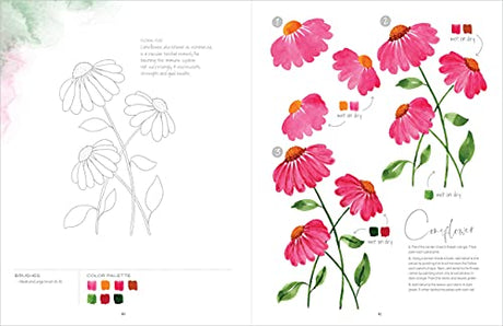 Watercolor the Easy Way Flowers: Step-by-Step Tutorials for 50 Flowers, Wreaths, and Bouquets (Watercolor the Easy Way, 2) Better Day Books