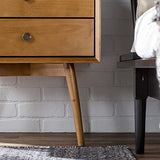 Walker Edison Mid Century Modern Wood Nightstand Side Table Bedroom Storage Drawer Bedside End Table, 2 Drawer, Caramel Walker Edison