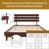 Bme Caden Mid Century 15'' Adjustable Bed Frame - Walnut, No Box Spring Needed, Easy Assembly, Queen Size Bme