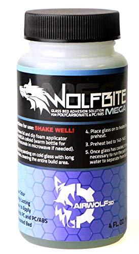 Wolfbite Mega - Ultimate 3D Printer Bed Glue Adhesive for PLA, PETG, ABS, TPU and PC 4 oz - Prevents Warping, Non-Toxic, Easy Apply - WoodArtSupply