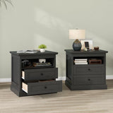 Gyfimoie Nightstand with Hidden Storage Space, Night Stand, End Table with Side Drawer, Bedside Table with Open Shelf, 2 Drawers Dresser for Bedroom, Living Room, Closet (Black) Gyfimoie