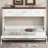 LUMISOL Twin Size Murphy Bed, Wood Wall Bed Frame with 3 Storage Drawers, Folding Cabinet Bed Frame for Home Office, Guest Room, Small Space, White LUMISOL
