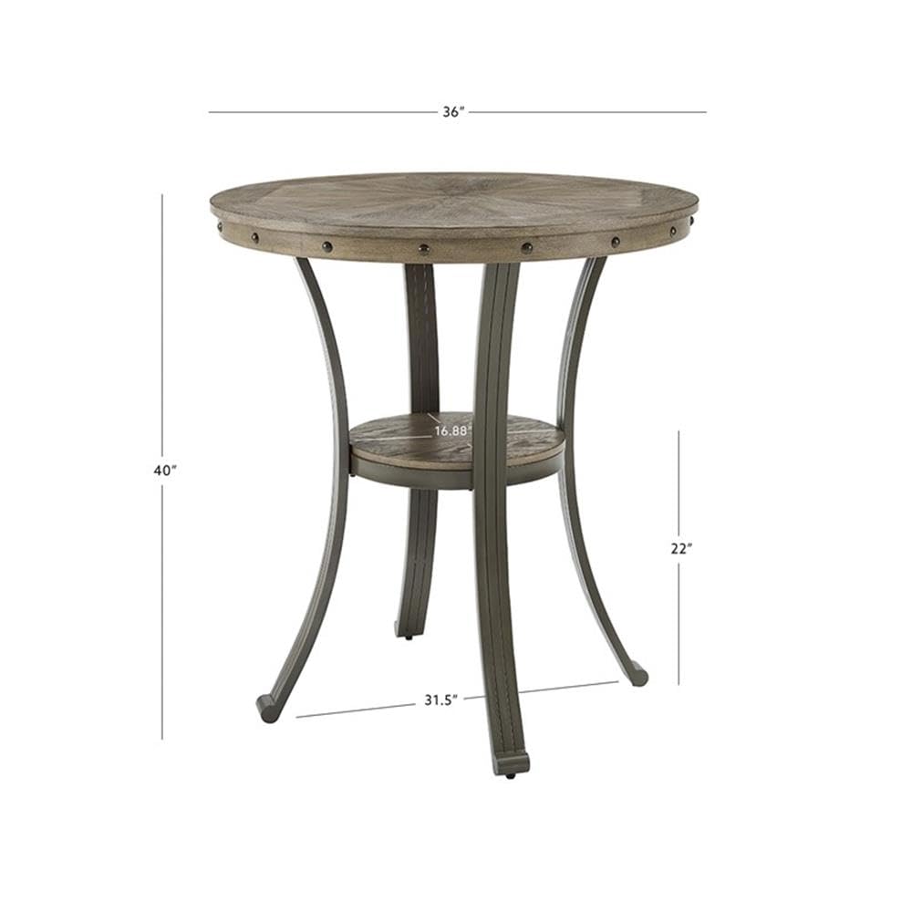 Powell - Linon Franklin Metal and Wood Pub Table in Pewter Powell